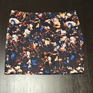 RW&CO. Abstract Floral Mini Skirt - Black And Mixed Hues.